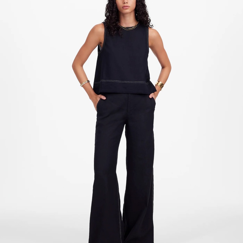 Madewell The Zoe Relaxed Wide Pant in 100% Linen NWOT